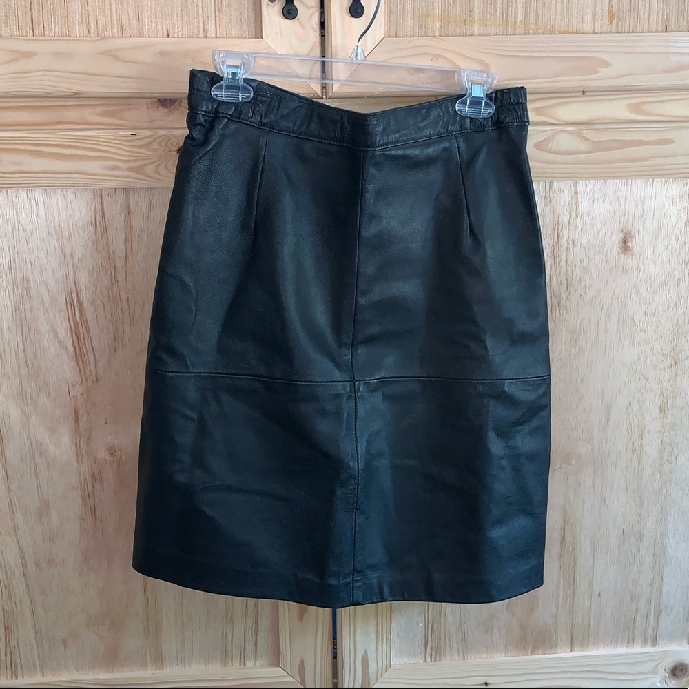 Excelled black genuine leather skirt size 10